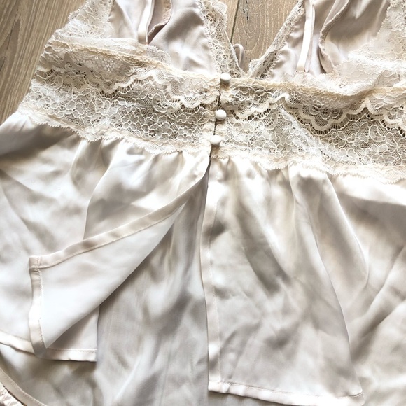 Victoria's Secret Satin & Lace Babydoll Cami Top & Shorts Pajama Set White SizeS - Picture 11 of 15